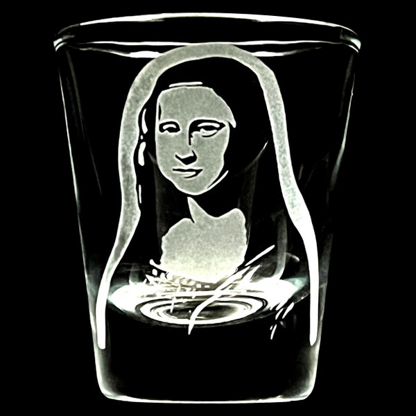 Leonardo da Vinci Mona Lisa Design Design Etched Shot Glass Unique Gift