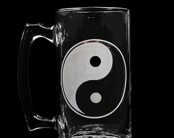 Yin Yang Engraved Beer Stein