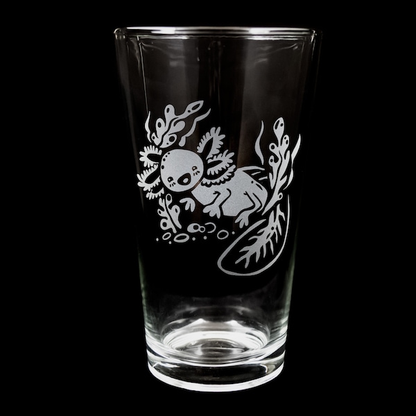 Cute Axolotl Engraved Beer Glass - Dishwasher Safe Pint Gift