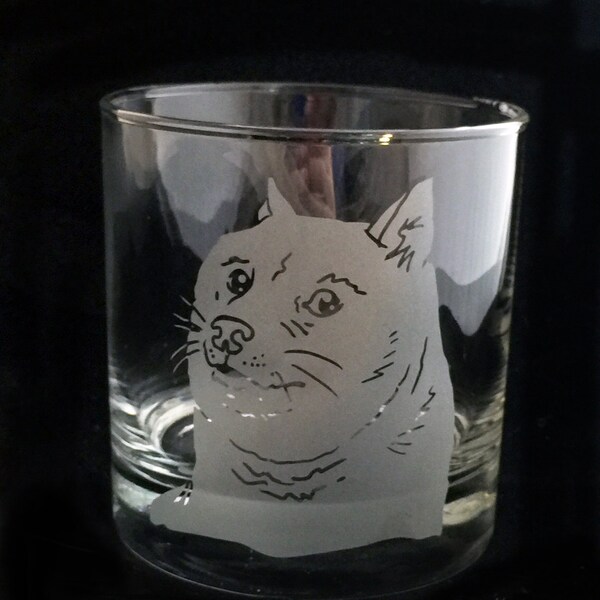 Doge Shiba Inu Much Etched Rocks Glass So Whiskey Lowball Dog Meme