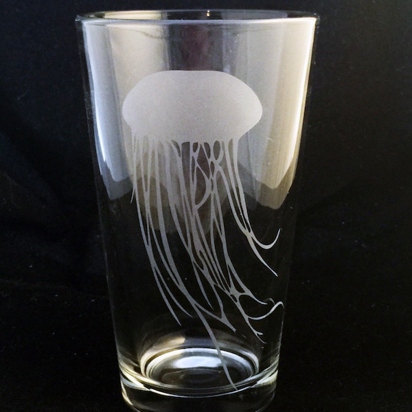 Jellyfish Deep Sea Creature Custom Etched Beer Pint Glass Tentacles Tentacle