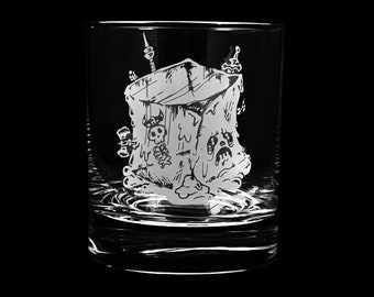 Gelatinous Cube Dungeon Monster Engraved Whiskey Glass - Dishwasher Safe Lowball