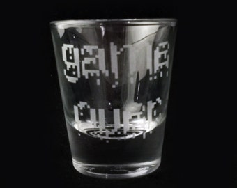 Game Over Pixel Design Etched Shot Glass