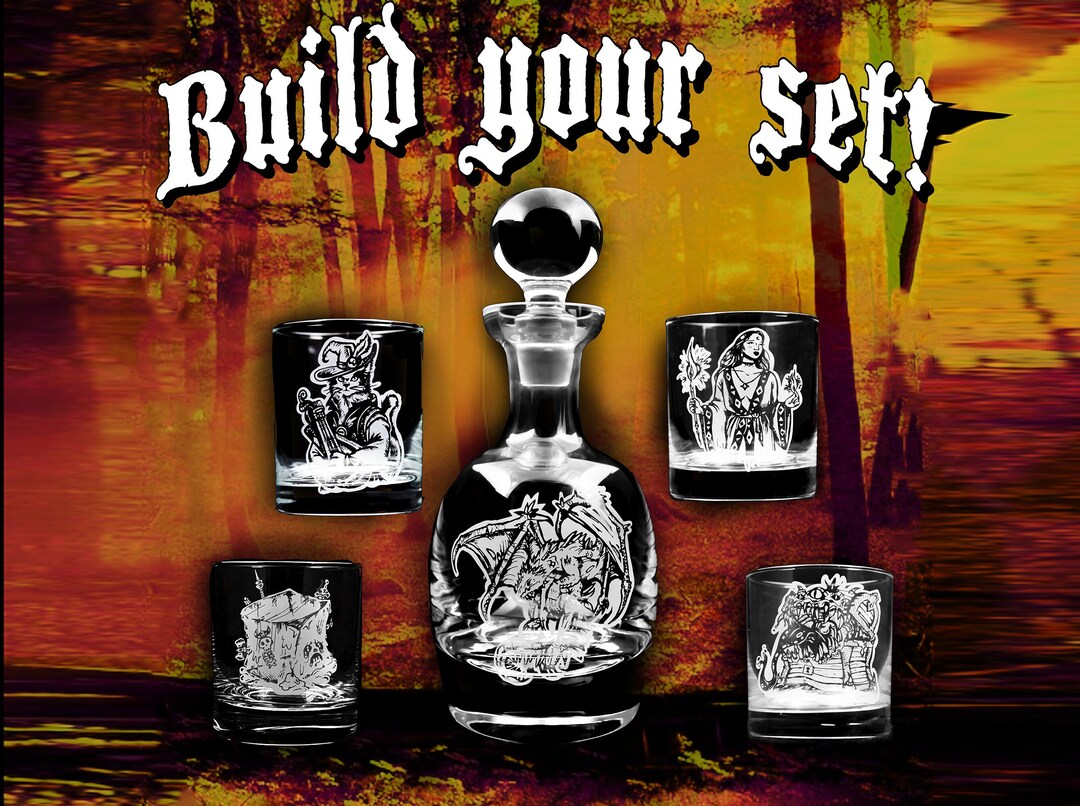 Fantasy Dragon Decanter Whiskey Set You Choose the Glasses Etsy