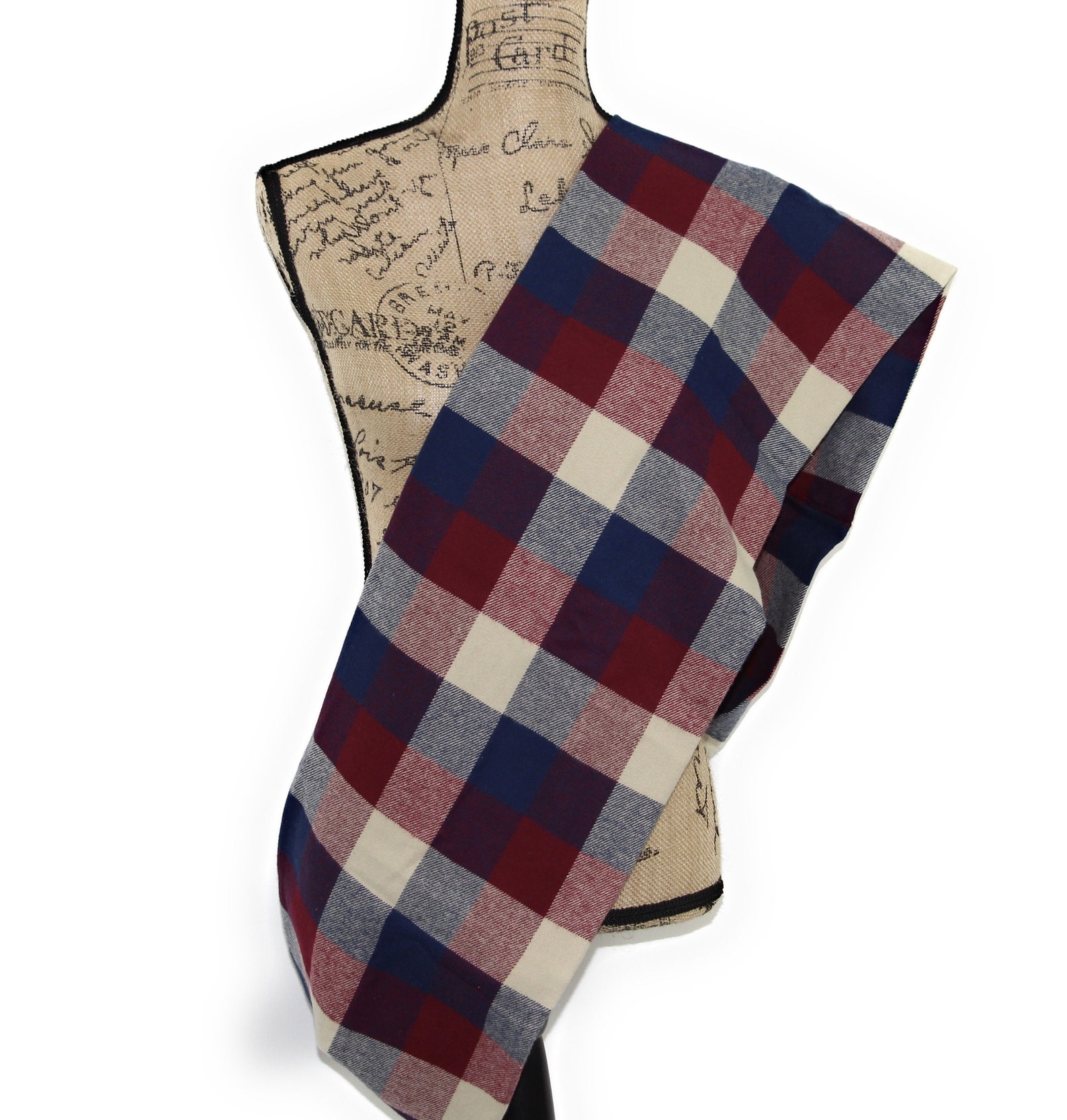 Wine Red Navy Blue and Taupe Flannel Plaid Infinity or Etsy