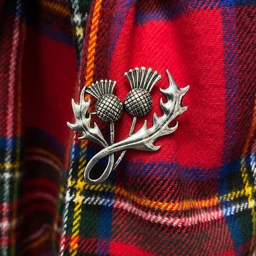 Double Scottish Thistle Brooch Decorative Pin Etsy