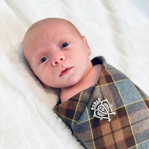 Outlander Tartan Flannel Baby Swaddle and Luckenbooth Set