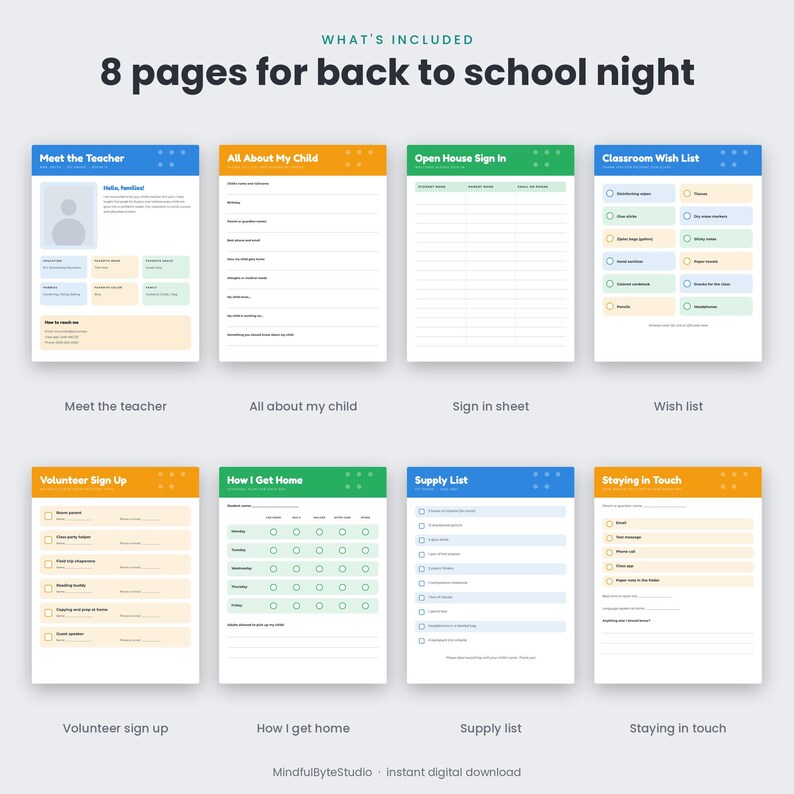 Editable Meet the Teacher Pack, Open House Forms, Back to School Night ...