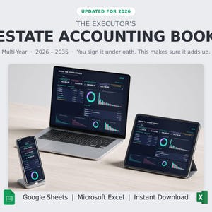 Executor Spreadsheet | Probate Accounting Ledger (Excel Google Sheets)