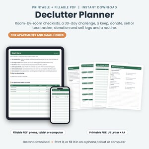 Small Space Declutter Planner, 30-Day Challenge, Room-by-Room Checklist (Digital Download)