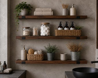 Solid Black Walnut Floating Shelf | 1.75" Thick | Wood Shelf