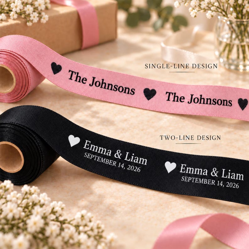 Personalized Satin Ribbon With Custom Text or Logo, Printed Gift ...