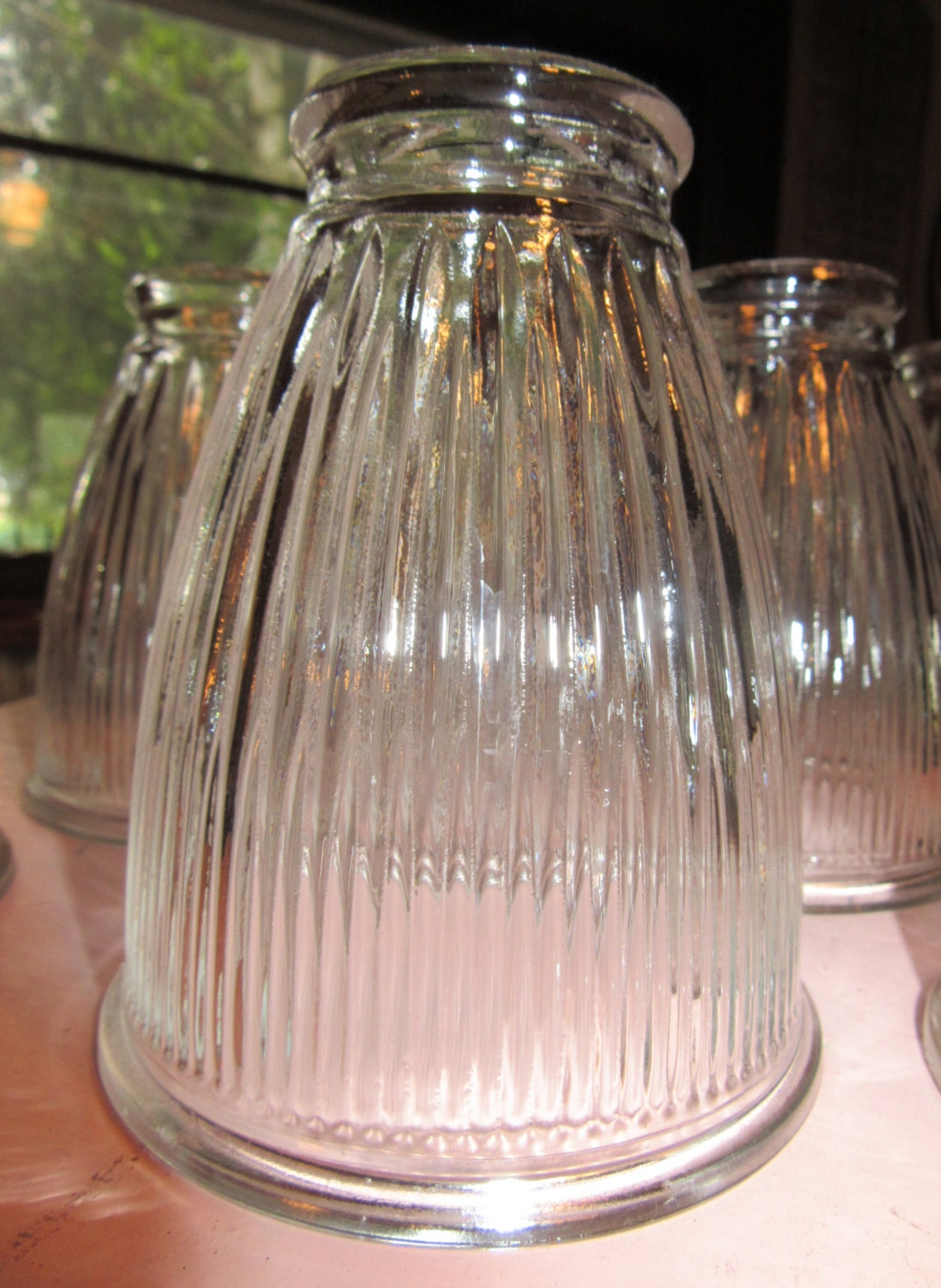 Set of 4 Vintage Clear Fluted Glass Light or Lamp Shades Etsy
