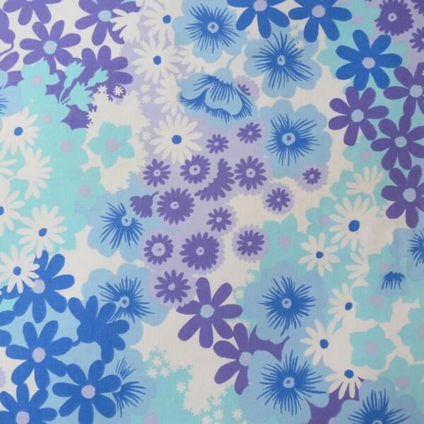 Strato dell'annata tessuto Fat Quarter - luminoso blu e viola floreale