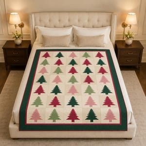 Christmas Tree Quilt Pattern PDF, Winter Grove 48x64 Throw, Beginner Patchwork, Instant Download