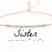 Sister Morse Code Bracelet Custom Morse Code Jewelry Minimalist Best Friend Bracelet Gift Ideas Sterling Silver Silk Cord Bracelet 