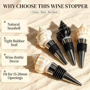 Niche Shell Conch Wine Stopper, Handmade Ocean Aesthetic Bottle Plug, Mermaid Core Wine Bottle Sealer, Coastal Home Bar Decor & Unique Gift