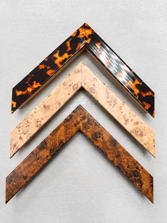 Custom Burl Wood Picture Frame, Tortoise Shell Frame, Vintage Style Wood Frame, Made to Size Frame, Eclectic Wall Decor