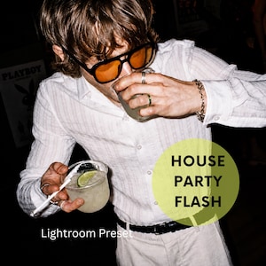 Förinställning för husfestblixt i Lightroom | Autentisk 90-talsblixteffekt | Fotofilter för nattfest | Mobil och dator | Direktnedladdning