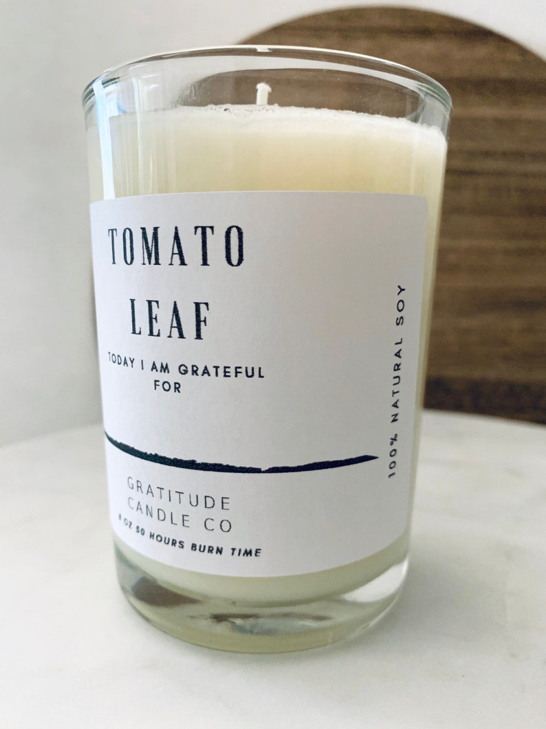 Home Decor Tomato Leaf Candle Fragrance Present Gratitude Gift Glass Votive Earth Love 100/% Natural Soy Mother\u2019s Day Wax