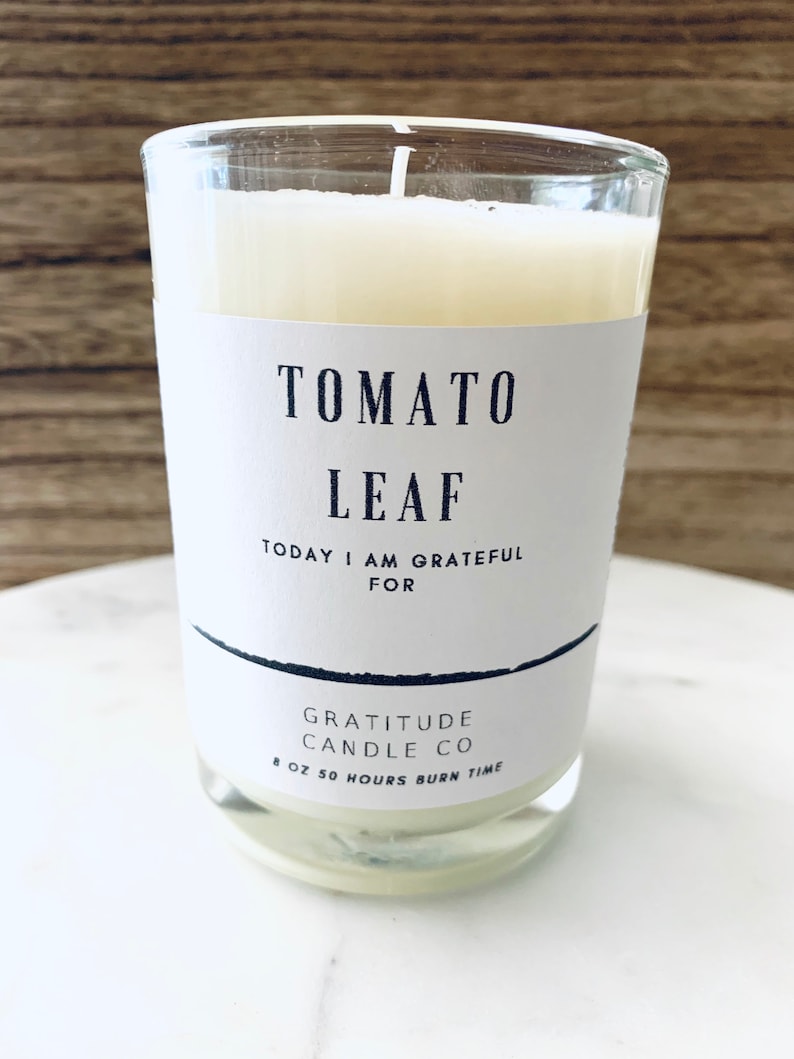 Home Decor Tomato Leaf Candle Fragrance Present Gratitude Gift Glass Votive Earth Love 100/% Natural Soy Mother\u2019s Day Wax