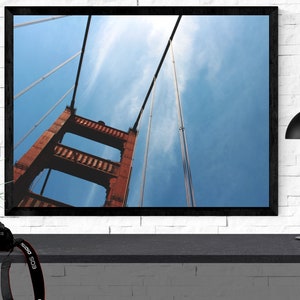 Golden Gate Bridge photography, San Francisco wall art, minimalist art, SF print, California travel photography, &quot;Golden Gate blue sky&quot;