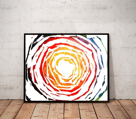 Abstract Watercolor Painting Print Minimal Geometric Circle Etsy