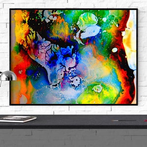 abstract art, psychedelic painting, trippy art print, abstract psychedelic wall art, colorful large wall art &quot;contemporary psychedelia 2&quot;