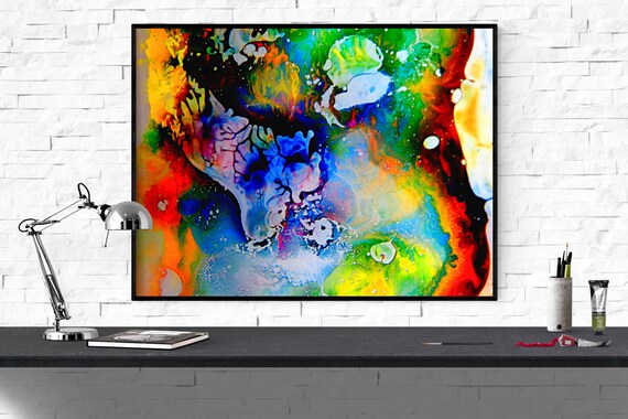 abstract art, psychedelic painting, trippy art print, abstract psychedelic wall art, colorful large wall art "contemporary psychedelia 2"
