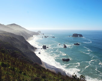 Ozean Fotografie Druck, Kalifornien Landschaft Kunstdruck, blau aqua große Wandkunst, Küsten Dekor, Sonoma County Kunst "Arched Rock Coast"