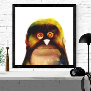 monkey art print, cute animal portrait, nature illustration art print, cute monkey wall art,  large square wall art  &quot;Spot-Nosed Monkey&quot;