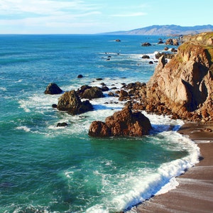 beach photography, coastal landscape print, beach wall art, nature photography print, canvas print, ocean wall art &quot;rugged Sonoma Coast&quot;