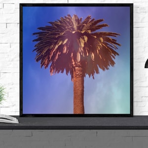 palm tree photography, beach art print, summer beach decor, palm tree wall, palm tree canvas print,  tropical home decor &quot;vintage palm&quot;