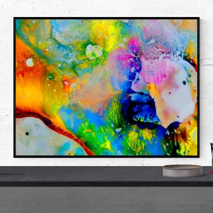 psychedelische kunst aan de muur, abstracte schilderij print, kleurrijke kunst aan de muur kunst, abstracte kunst print, heldere kunst aan de muur, trippy kunst &quot;hedendaagse psychedelia&quot;