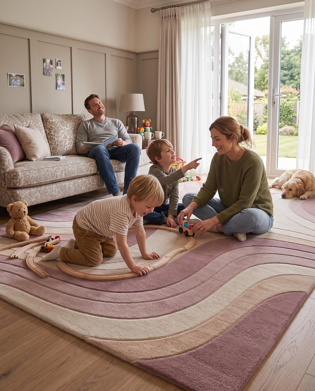 Hand Tufted Wool Rug | Blush Pink Topographic Wavy Modern Dopamine ...