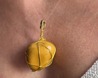 Pendentif jaspe mokaite | pendentif pierre naturelle | bijou ancrage | fait main