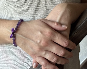 Bracelet améthyste | bracelet pierre naturelle | bijou lithothérapie | fait main