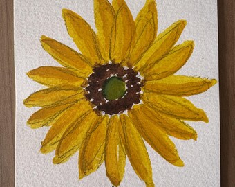 Carte aquarelle tournesol | aquarelle originale | carte postale peinte main | fait main