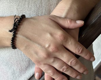 Bracelet jade mashan noir | bracelet pierre naturelle | bijou protection | fait main