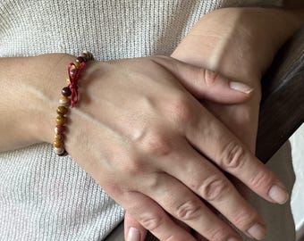 Bracelet jaspe mokaite | bracelet pierre naturelle | bijou ancrage | fait main