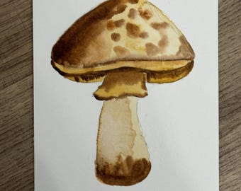 Carte aquarelle champignon | aquarelle originale | carte postale peinte main | déco automne