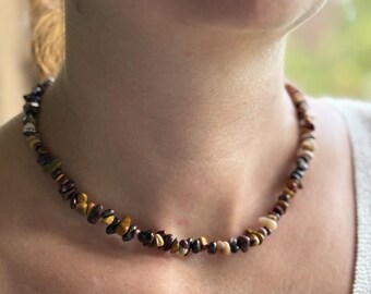 Collier jaspe mokaite brut | collier pierre naturelle | bijou ancrage | fait main