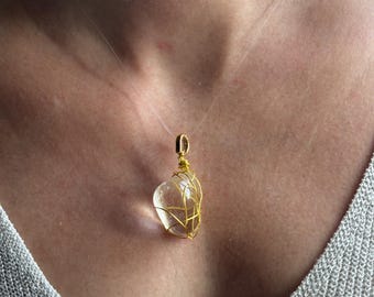 Pendentif cristal de roche | pendentif pierre naturelle | bijou clarté | fait main