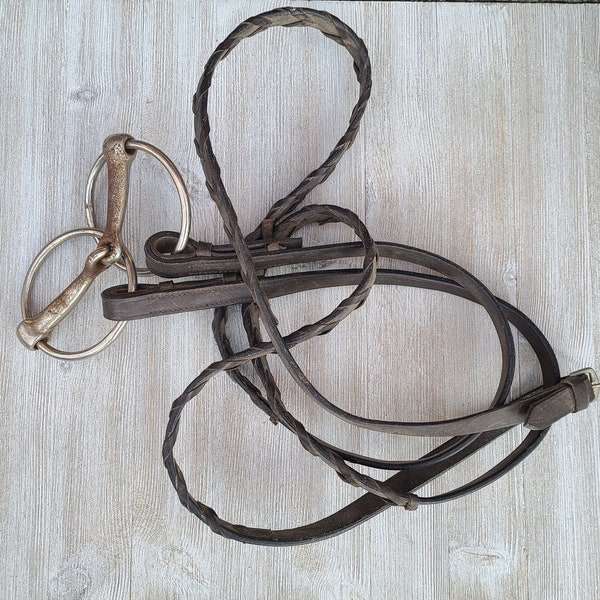 Vintage Loose Bit and Tack Strap Rustic Loose Ring Bit Rustic Equine Equipment Rustic Horse Accessories Rustic Farm Horse Tack