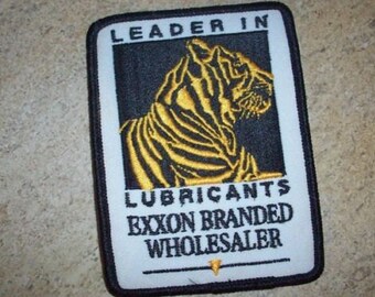 Vintage Exxon Patch Iron-On Sew-On Patch Exxon Lubricant Black and Gold Patch Vintage Exxon Tiger 80's Exxon Advertising 80's Exxon Tiger