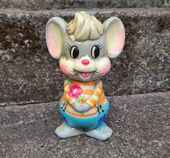 Vintage Mouse Bank 1960s Holland Mold Chalkware Mouse Coin Bank