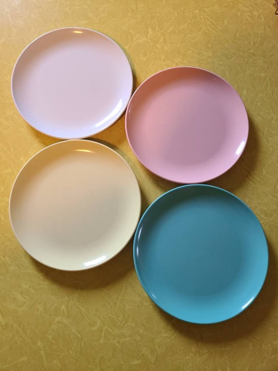 1960's Ovation Melmac Plates Colorful 7 Plates Vintage Melamine Plates