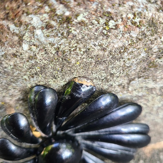 Vintage Black Flower Pin 1960's Black Flower Brooch Vintage