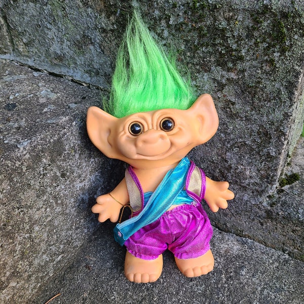 Vintage Troll Doll 90s Trolls Uneedadoll Co. Troll Light Green Hair Troll Doll 90s Trolls Vtg Trolls Large Cute Troll Doll