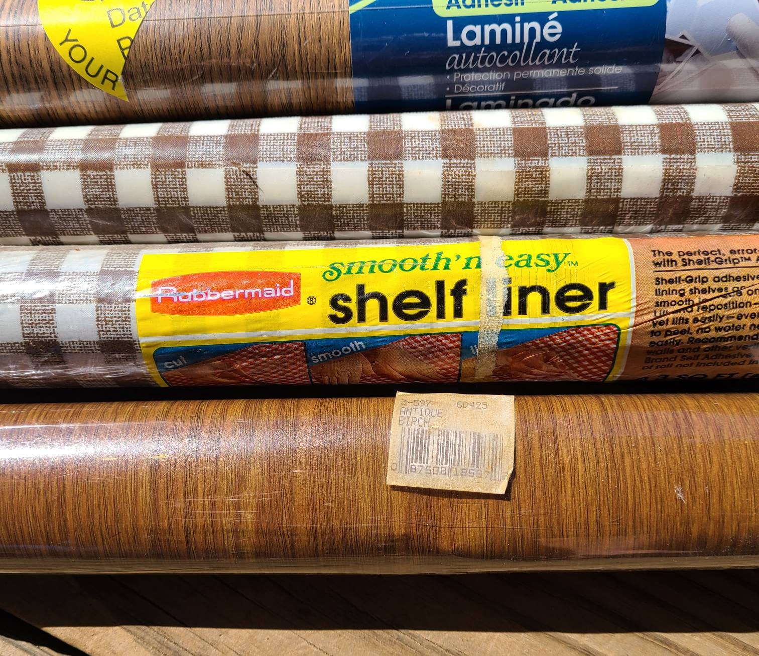 Rubbermaid Smooth' N Easy Shelf Liner NEW Vintage 1985 Yellow Gingham Lot 3  Roll